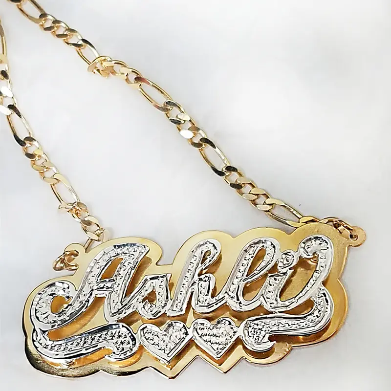 nowadaysfashion Double plate name chokers Silver name chokers Personalized Curb chain name chokers Name plate necklace nowadaysfashion