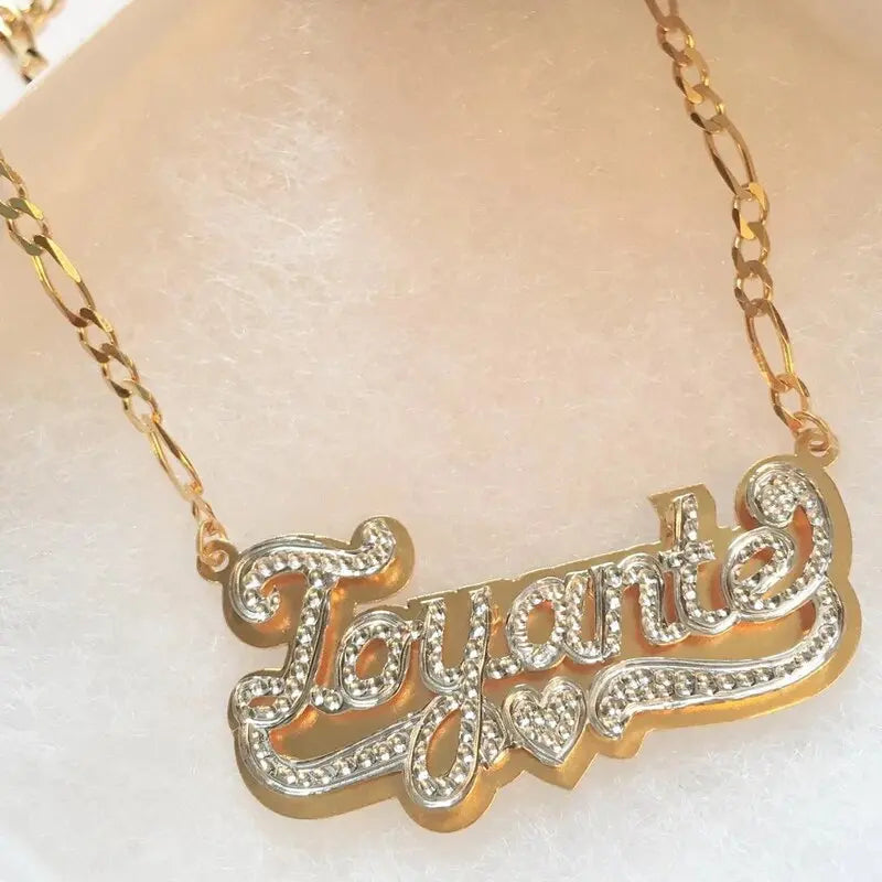 nowadaysfashion Double plate name chokers Silver name chokers Personalized Curb chain name chokers Name plate necklace nowadaysfashion