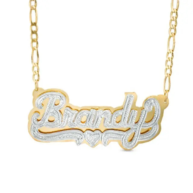nowadaysfashion Double plate name chokers Silver name chokers Personalized Curb chain name chokers Name plate necklace nowadaysfashion