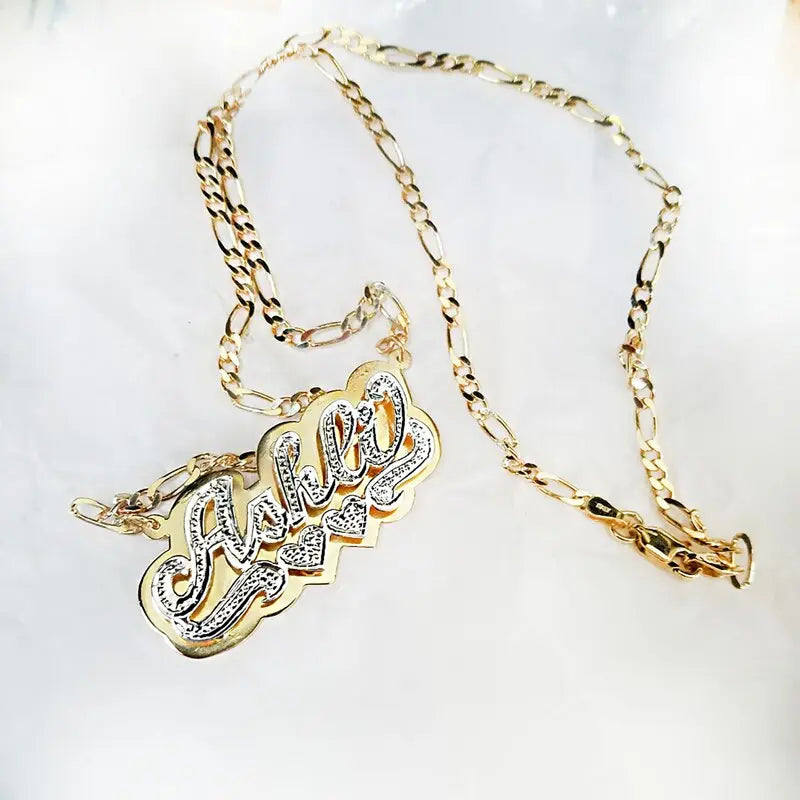 nowadaysfashion Double plate name chokers Silver name chokers Personalized Curb chain name chokers Name plate necklace nowadaysfashion