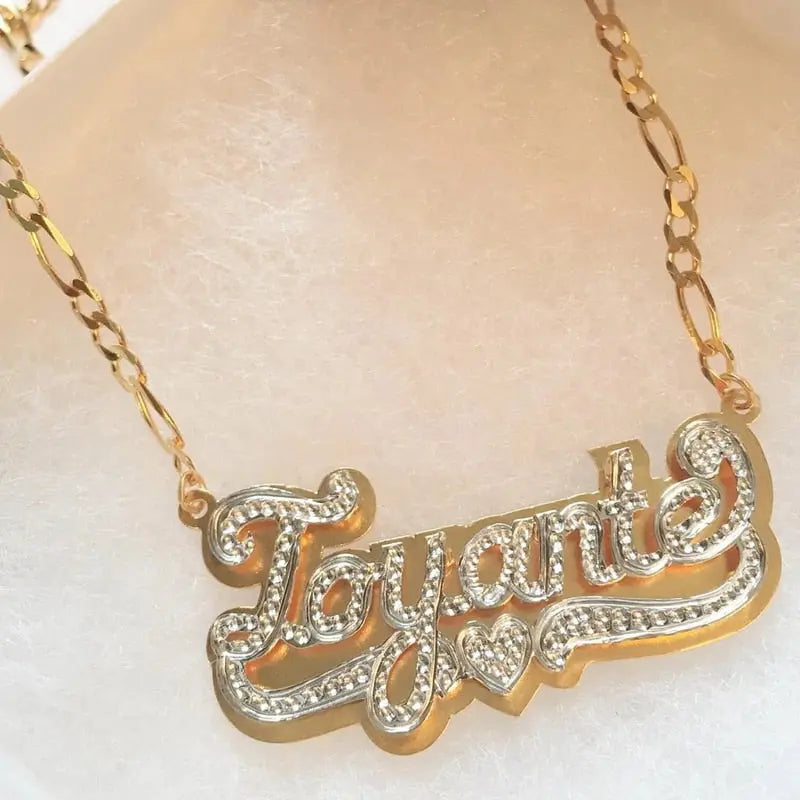 nowadaysfashion Double plate name chokers Silver name chokers Personalized Curb chain name chokers Name plate necklace nowadaysfashion