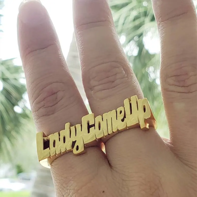 nowadaysfashion Custom Name Ring Gold Personality Hip Hop Ring Women Fashion Punk Letter Ring nowadaysfashion