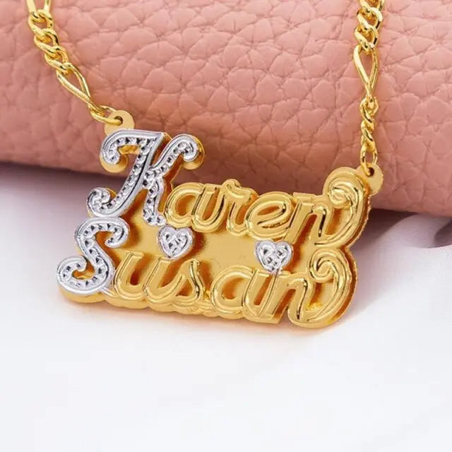 nowadaysfashion Custom Name Necklace Personalized Women Double Plated Gothic Nameplate Custom Gold Choker Necklace nowadaysfashion