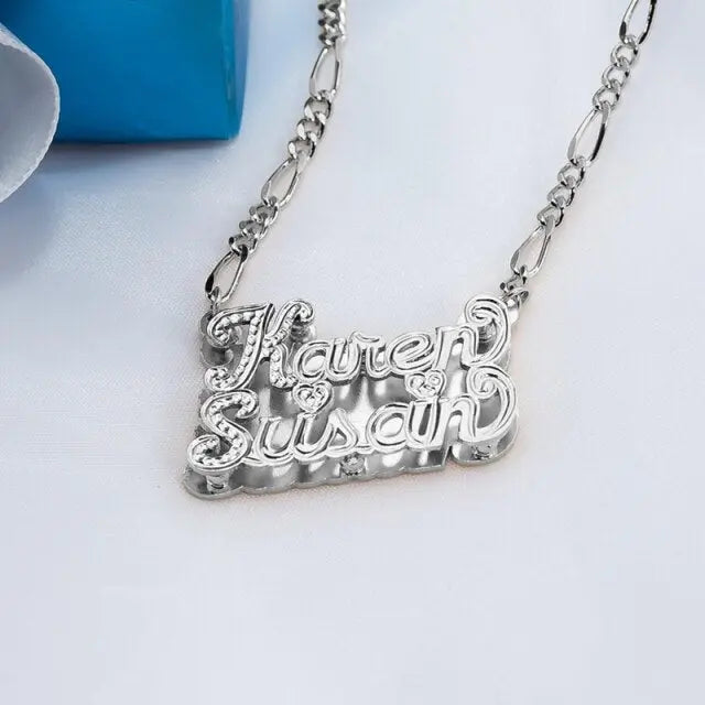nowadaysfashion Custom Name Necklace Personalized Women Double Plated Gothic Nameplate Custom Gold Choker Necklace nowadaysfashion