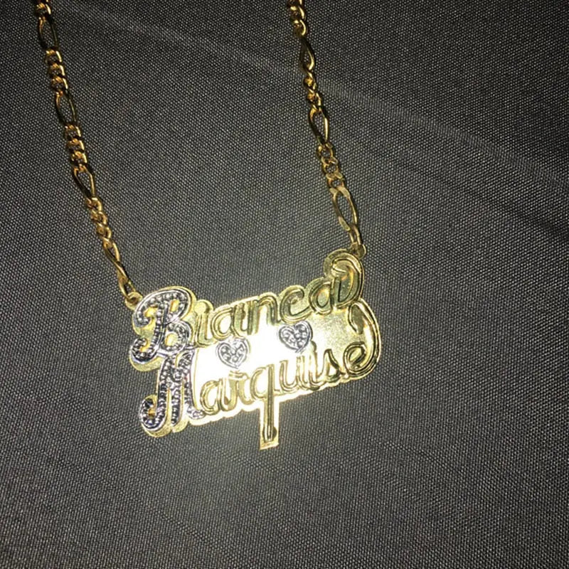 nowadaysfashion Custom Name Necklace Personalized Women Double Plated Gothic Nameplate Custom Gold Choker Necklace nowadaysfashion