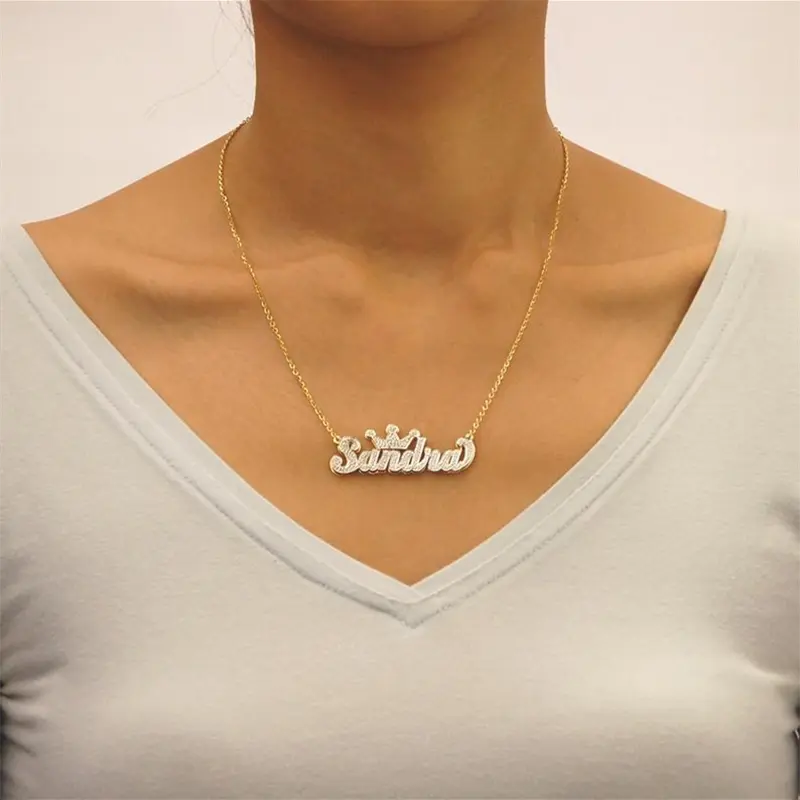 nowadaysfashion Gothic Name Crown Necklace For Women Custom Nameplate Necklace Personality Chain Necklace nowadaysfashion