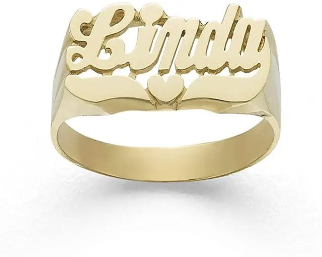 Personalized Carved Name Rings Initial Ring Name Rings Personalized 18K Gold-Plated Rings nowadaysfashion