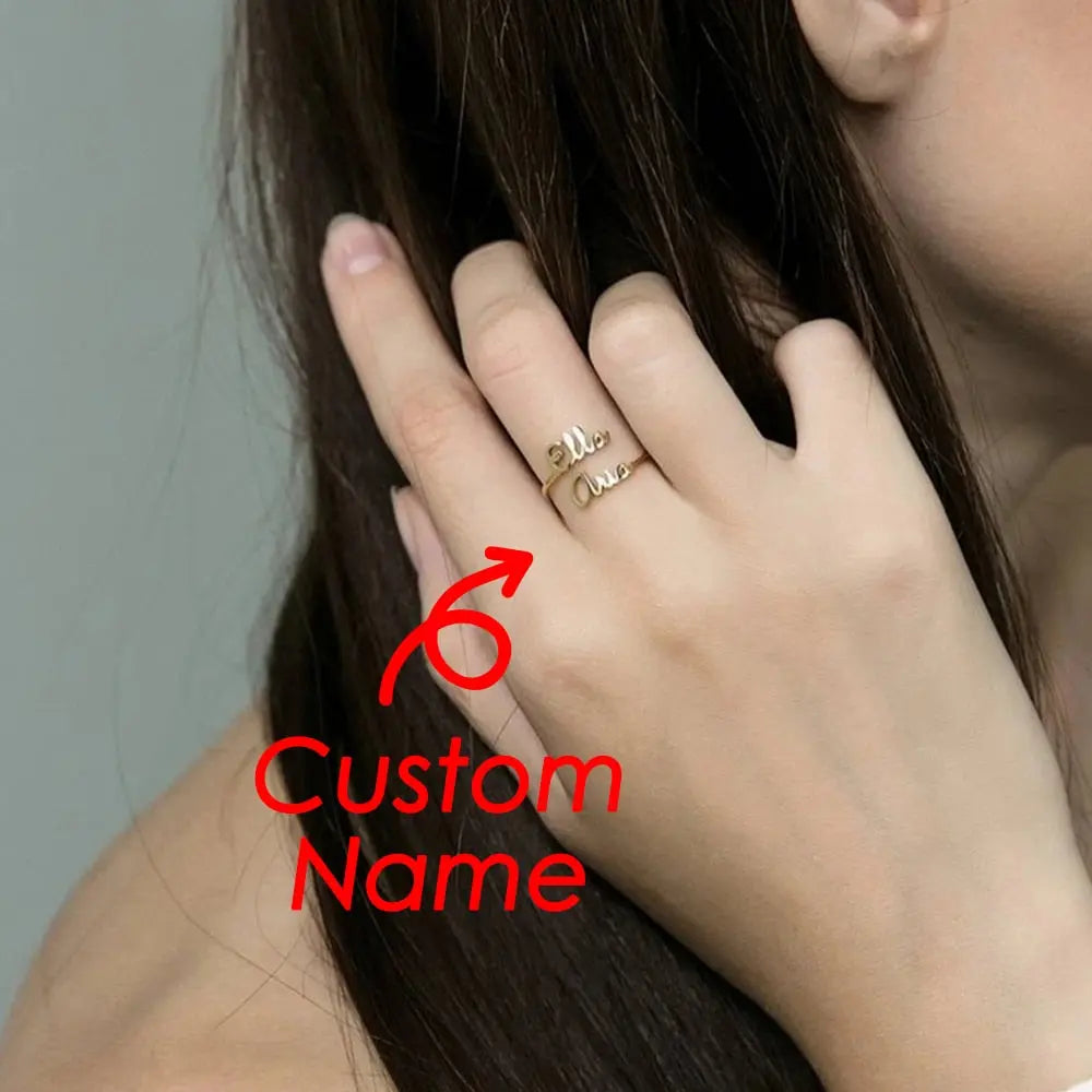 Customized 2 Name Ring for women Gold Personalized Letter nowadaysfashion