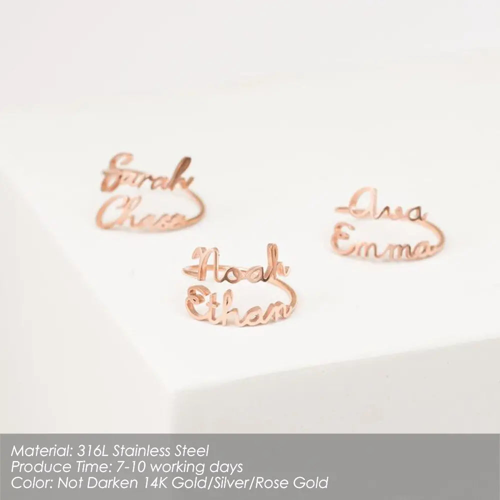 Customized 2 Name Ring for women Gold Personalized Letter nowadaysfashion