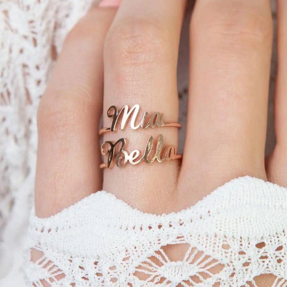 Customized 2 Name Ring for women Gold Personalized Letter nowadaysfashion