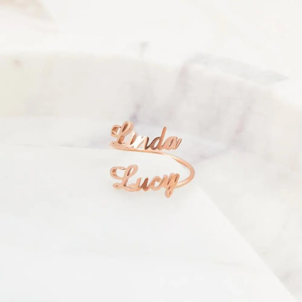 Customized 2 Name Ring for women Gold Personalized Letter nowadaysfashion
