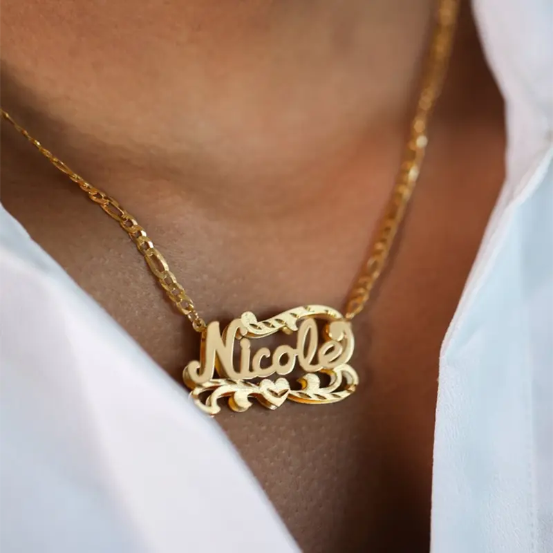 nowadaysfashion Custom Name Necklace Women Double Plated Gothic Nameplate Personalized Customized nowadaysfashion