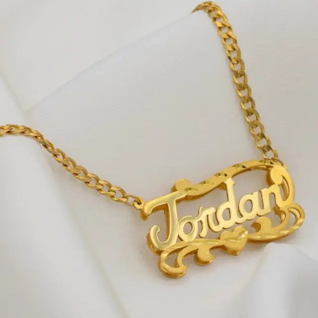 nowadaysfashion Custom Name Necklace Women Double Plated Gothic Nameplate Personalized Customized nowadaysfashion