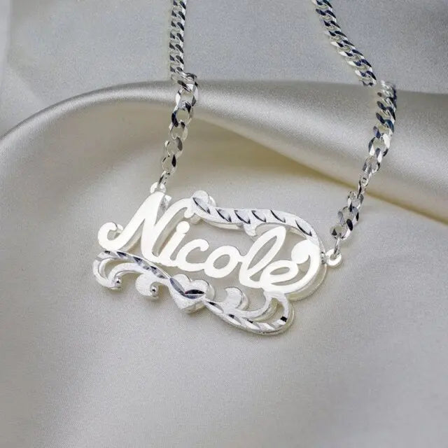 nowadaysfashion Custom Name Necklace Women Double Plated Gothic Nameplate Personalized Customized nowadaysfashion