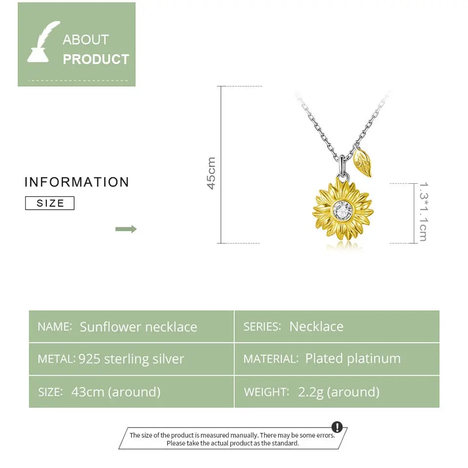 Sunflower Necklace Gold Color Lucky Necklace Gift for Women Fashion Necklace Jewelry nowadaysfashion