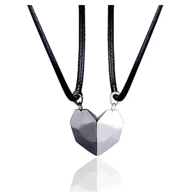 2pcs matching necklaces for couples Magnetic Lovers Heart necklaces Suction Wishing Stone nowadaysfashion