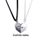 2PCS/set Personalized Custom Name Date Wishing Stone Heart Magnetic Couple Necklace Birthday Gift nowadaysfashion