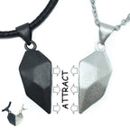 2PCS/set Personalized Custom Name Date Wishing Stone Heart Magnetic Couple Necklace Birthday Gift nowadaysfashion