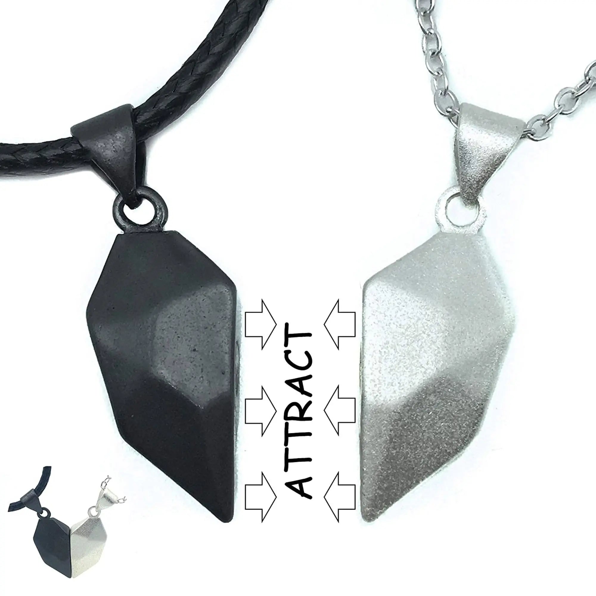 2PCS/set Personalized Custom Name Date Wishing Stone Heart Magnetic Couple Necklace Birthday Gift nowadaysfashion