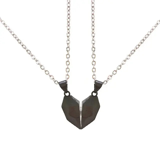 2pcs matching necklaces for couples Magnetic Lovers Heart necklaces Suction Wishing Stone nowadaysfashion