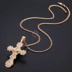 Crucifix Cross Pendant Necklace For Women Men 585 Rose Gold Snail Link Chain Cross Necklace Fashion nowadaysfashion