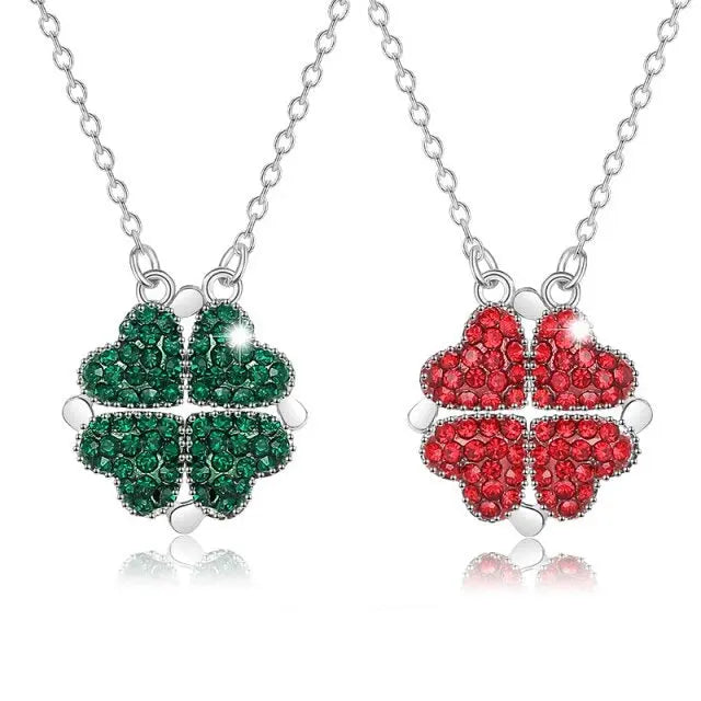Foldable Magnetic Button Four Heart Leaf Clover Necklace nowadaysfashion