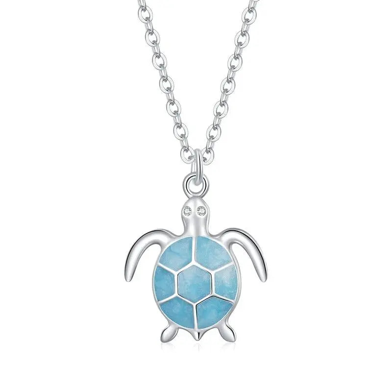nowadaysfashion Blue Turtle Pendant Necklace Enamel Adjustable Necklace nowadaysfashion