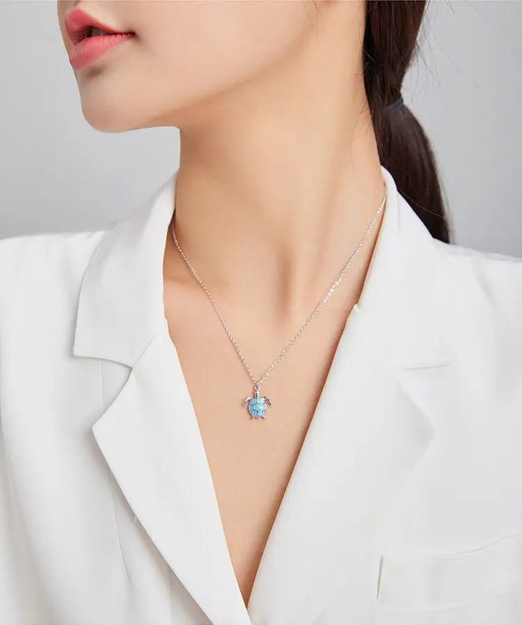 nowadaysfashion Blue Turtle Pendant Necklace Enamel Adjustable Necklace nowadaysfashion