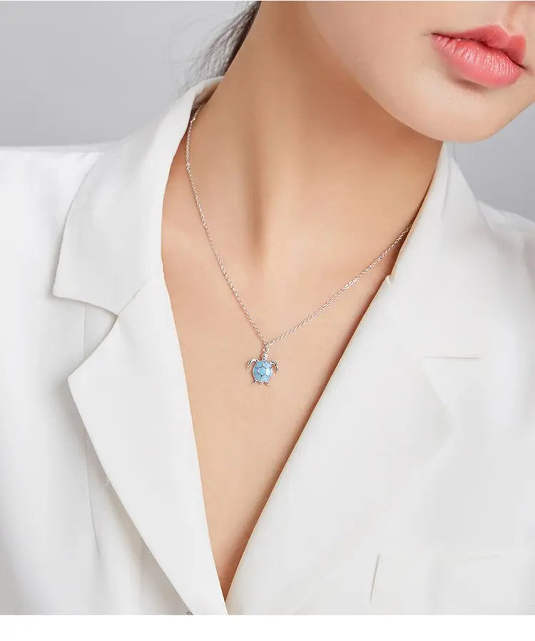 nowadaysfashion Blue Turtle Pendant Necklace Enamel Adjustable Necklace nowadaysfashion