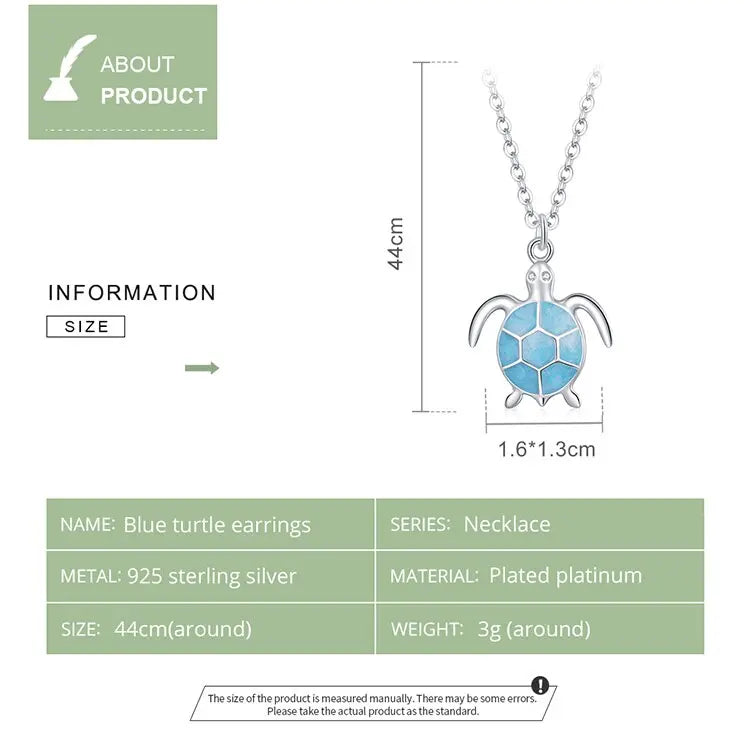 nowadaysfashion Blue Turtle Pendant Necklace Enamel Adjustable Necklace nowadaysfashion