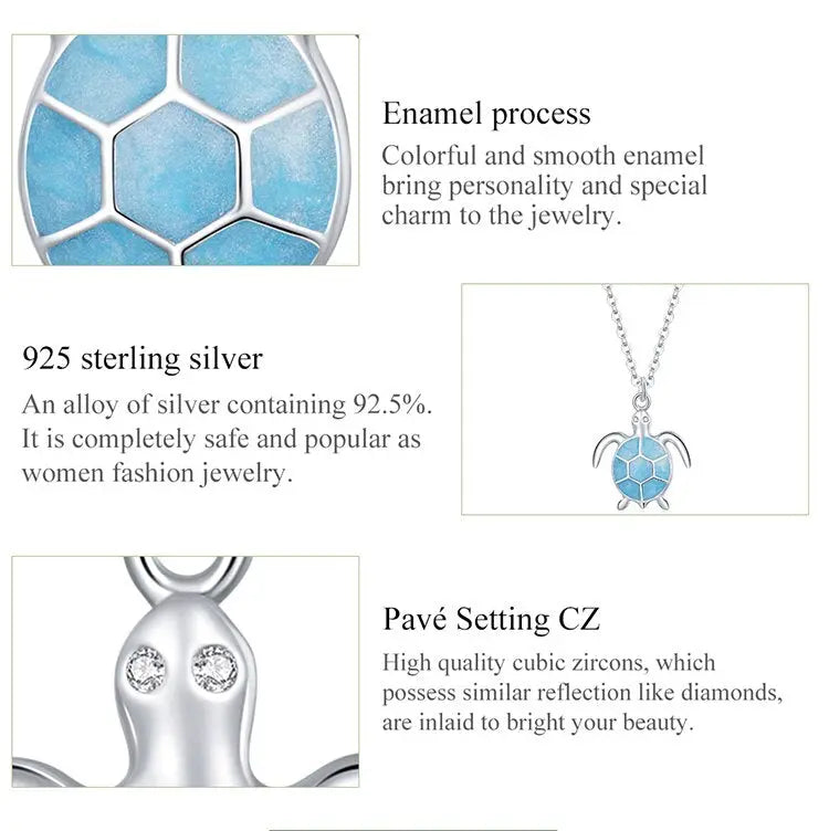 nowadaysfashion Blue Turtle Pendant Necklace Enamel Adjustable Necklace nowadaysfashion