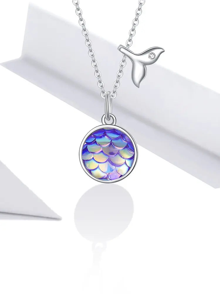 nowadaysfashion Sparkling Fishtail Scale Blue Necklace Ocean Chain Link nowadaysfashion