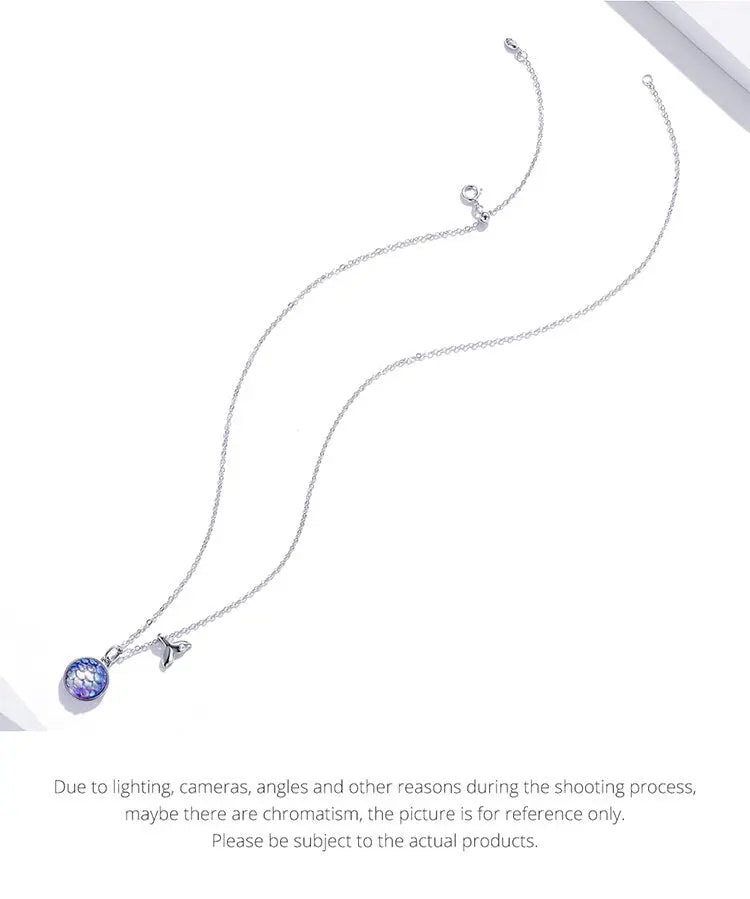 nowadaysfashion Sparkling Fishtail Scale Blue Necklace Ocean Chain Link nowadaysfashion