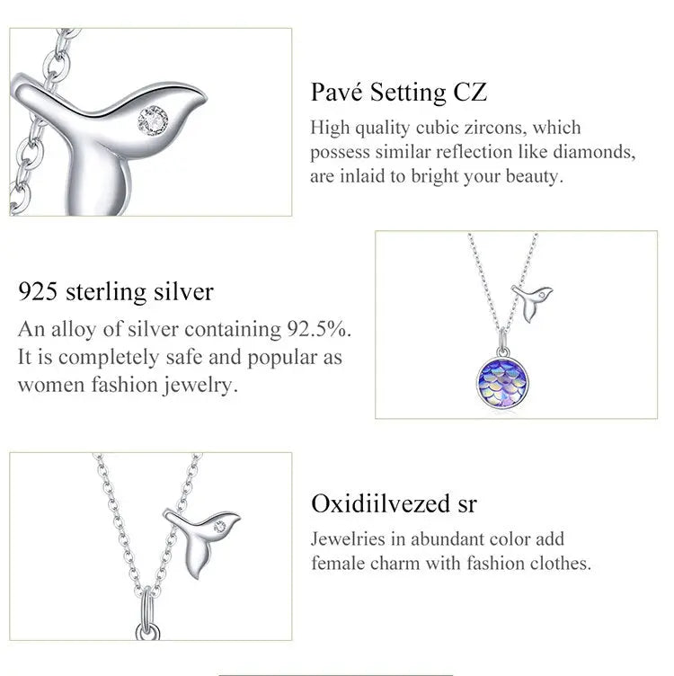 nowadaysfashion Sparkling Fishtail Scale Blue Necklace Ocean Chain Link nowadaysfashion