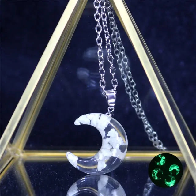 Resin Rould Ball Moon Pendant Necklace Women Blue Sky White Cloud Necklace nowadaysfashion