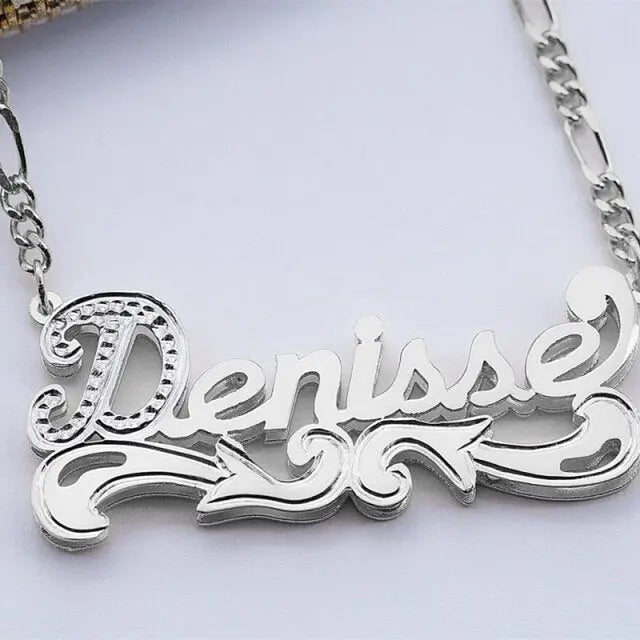 nowadaysfashion Name Necklace Double Name Plate Nameplate Necklace Custom Nameplate nowadaysfashion