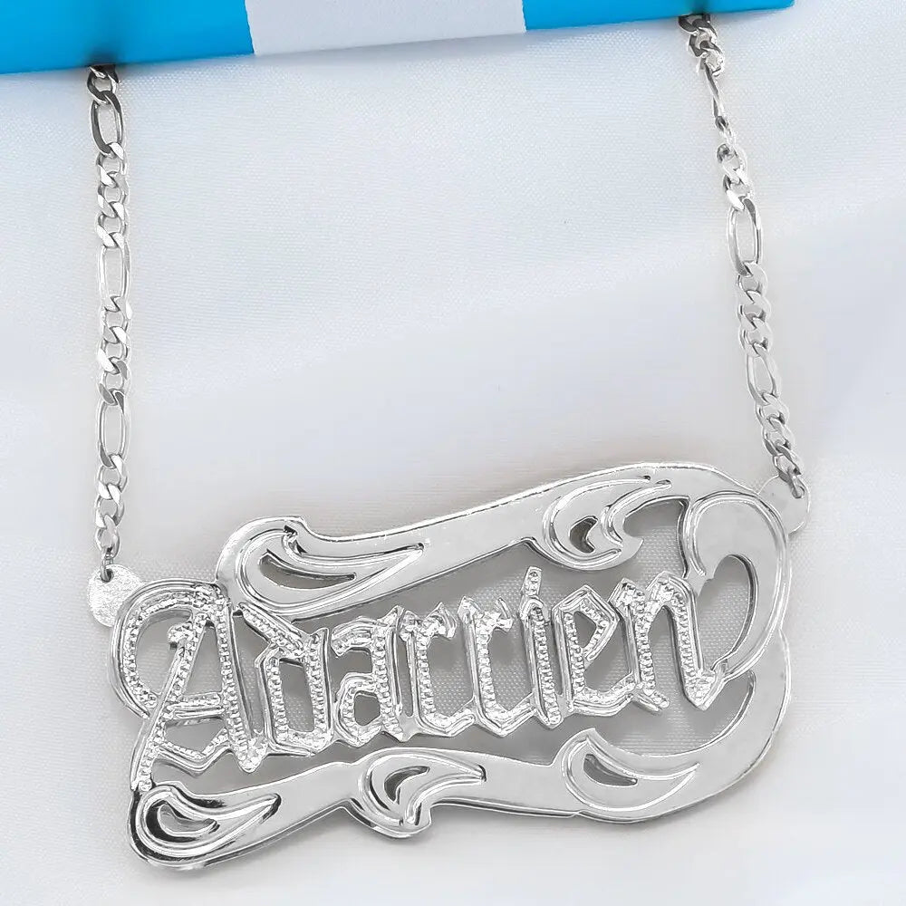 nowadaysfashion Customized Name Necklace Double 18K Gold plated Nameplate 3D Necklace Personalized Choker nowadaysfashion