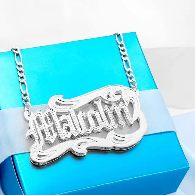 nowadaysfashion Customized Name Necklace Double 18K Gold plated Nameplate 3D Necklace Personalized Choker nowadaysfashion