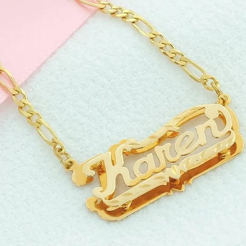 nowadaysfashion Name Necklace Double Name Plate Custom Nameplate Necklace nowadaysfashion