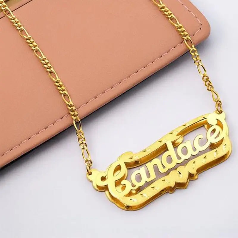 nowadaysfashion Name Necklace Double Name Plate Custom Nameplate Necklace nowadaysfashion
