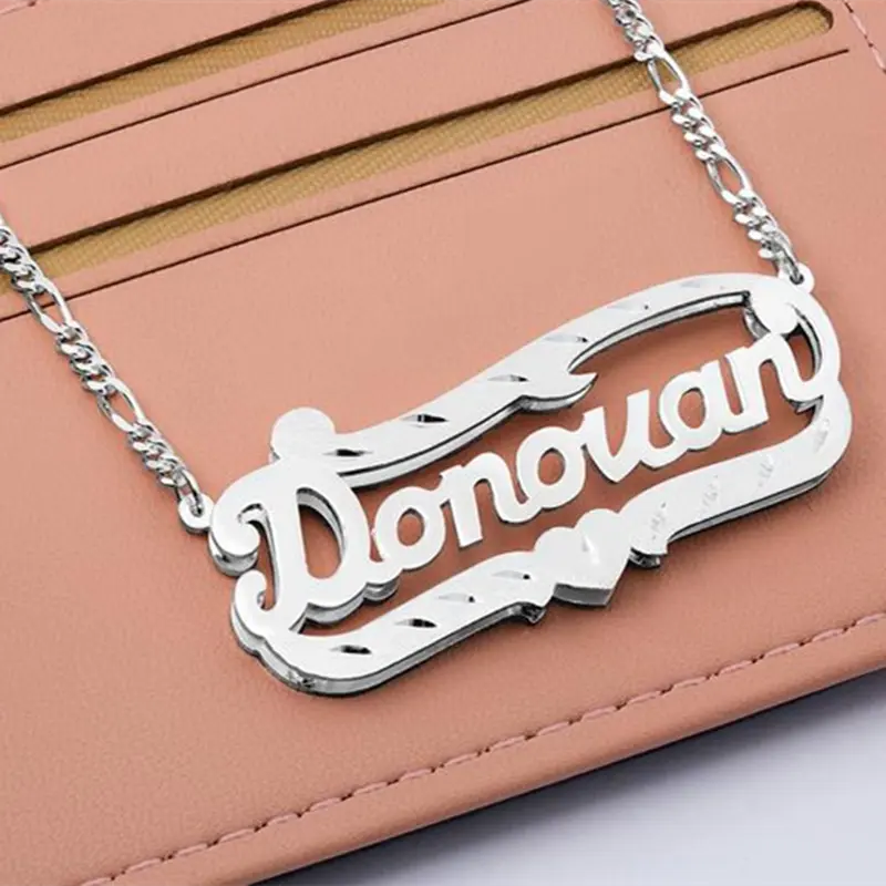 nowadaysfashion Name Necklace Double Name Plate Custom Nameplate Necklace nowadaysfashion
