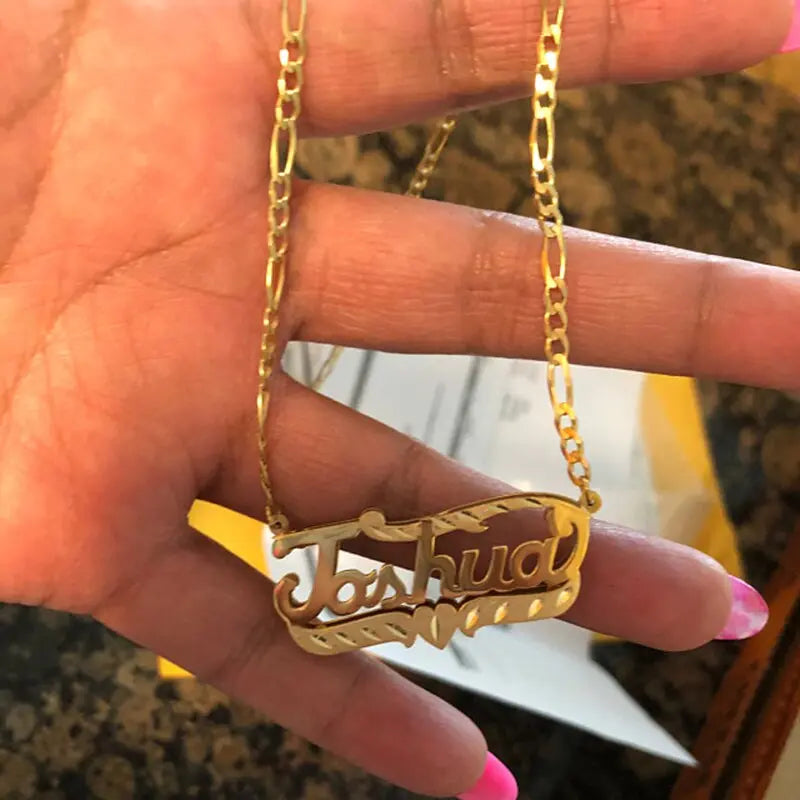nowadaysfashion Name Necklace Double Name Plate Custom Nameplate Necklace nowadaysfashion