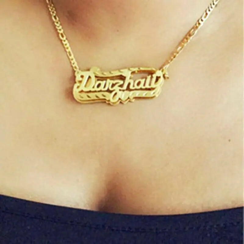 nowadaysfashion Name Necklace Double Name Plate Custom Nameplate Necklace nowadaysfashion