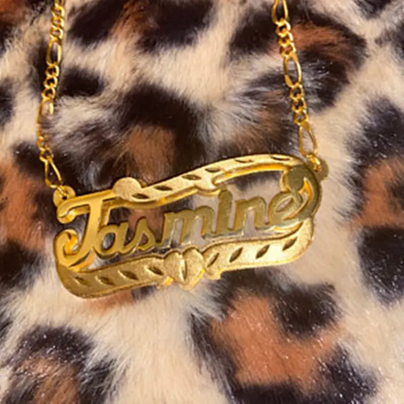 nowadaysfashion Name Necklace Double Name Plate Custom Nameplate Necklace nowadaysfashion
