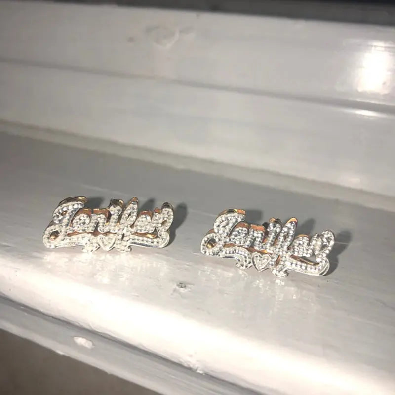 Personalized Name Earring For Women Stainless Steel Custom Gold Nameplate Stud Earring nowadaysfashion