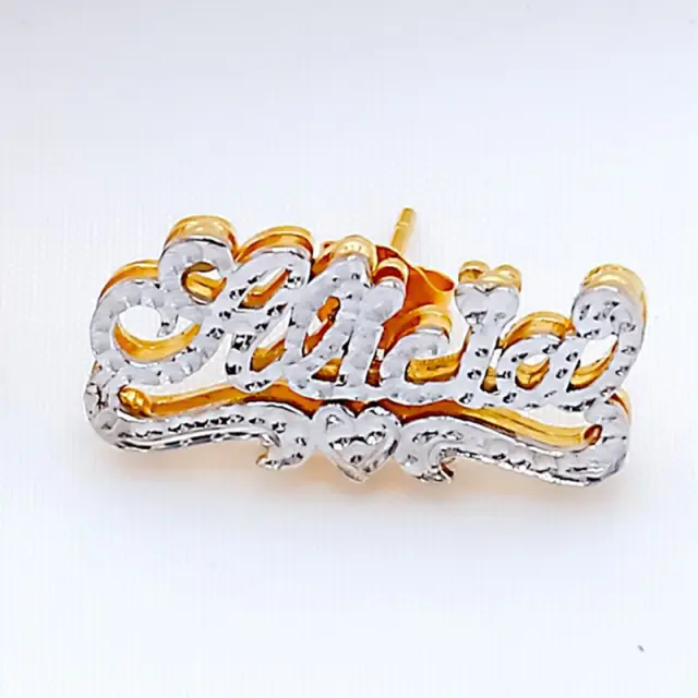 Personalized Name Earring For Women Stainless Steel Custom Gold Nameplate Stud Earring nowadaysfashion