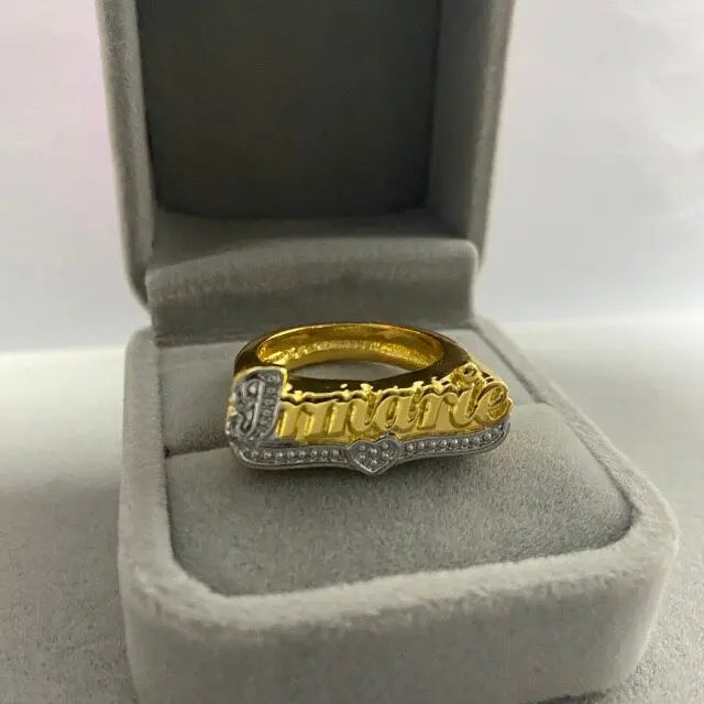 nowadaysfashion Custom Name Rings Gold Personality Hip Hop Punk Letter Ring nowadaysfashion