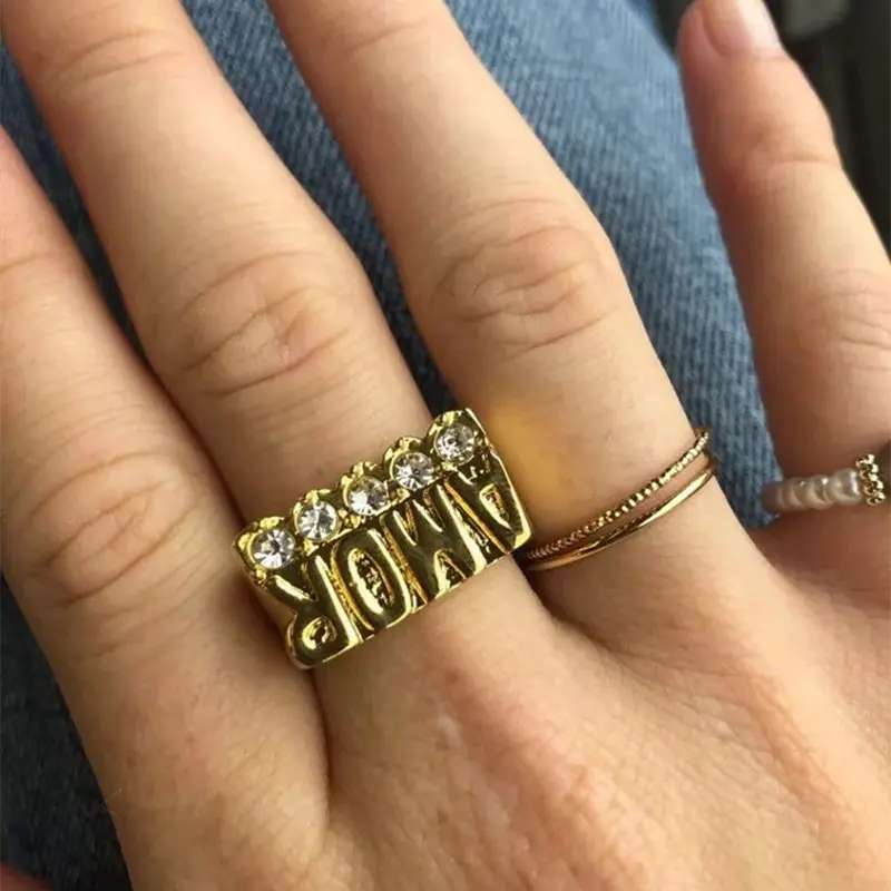 nowadaysfashion Custom Name Rings Gold Personality Hip Hop Ring Women Fashion Punk Letter Ring nowadaysfashion