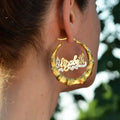 50-100mm Personalized Bamboo Earrings Custom Hoops Earrings Customize Name Earrings nowadaysfashion