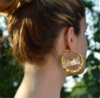 50-100mm Personalized Bamboo Earrings Custom Hoops Earrings Customize Name Earrings nowadaysfashion
